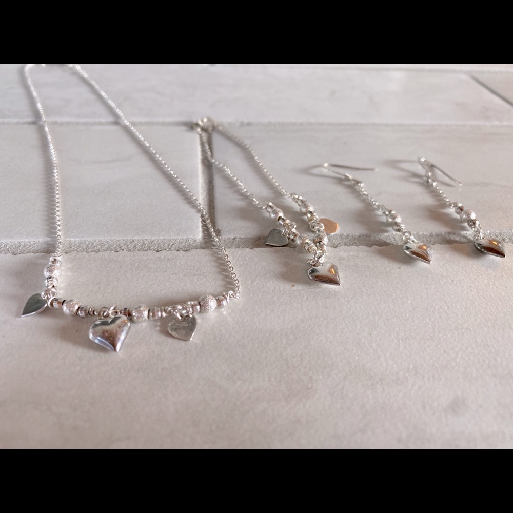 Heart Shaped Set - earrings, bracelet, necklace